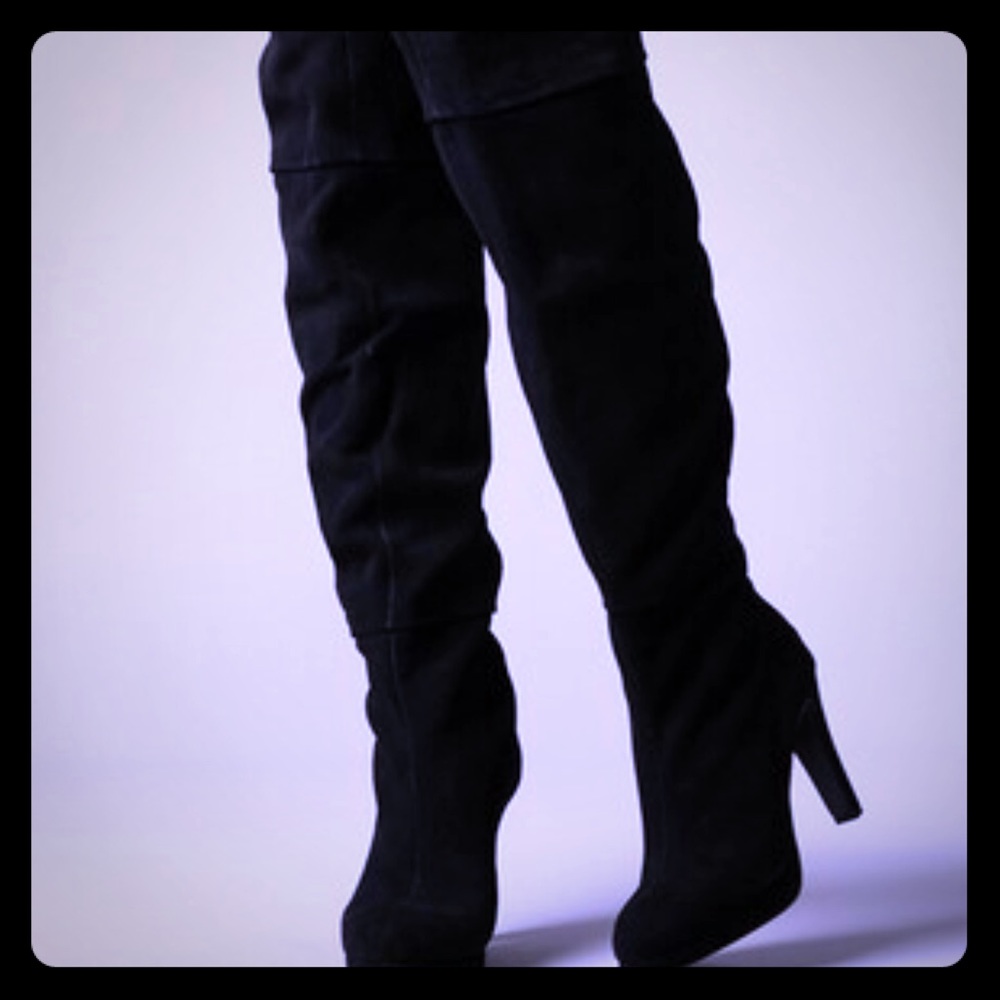 Kelsi Dagger Sleek Black Over the Knee Boots